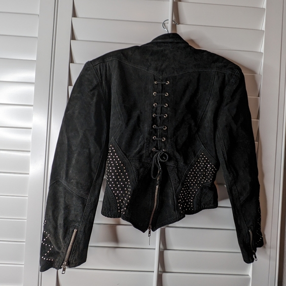 Vintage 90s Morganwear Southwestern cowgirl style Leather JacketFringe & Suede - Picture 3 of 5